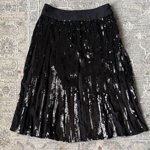 Express Pleated Black Sequin Skirt